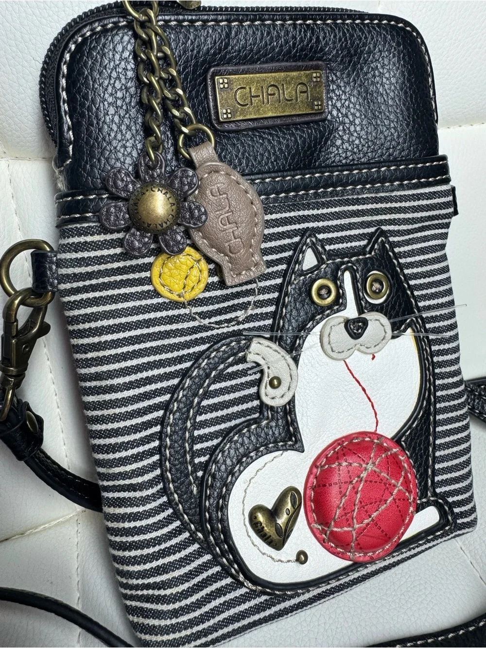 Chala Fat Cat Striped Cell Phone Crossbody Purse